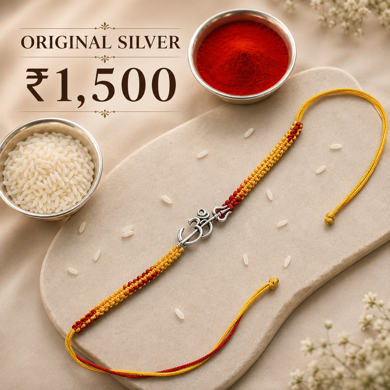 Divine Silver Om Rakhi